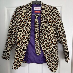 EUC Boys Leopard Print Suit with clip-on tie, size 10Y